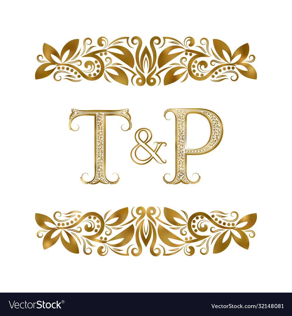 T and p vintage initials logo symbol letters Vector Image