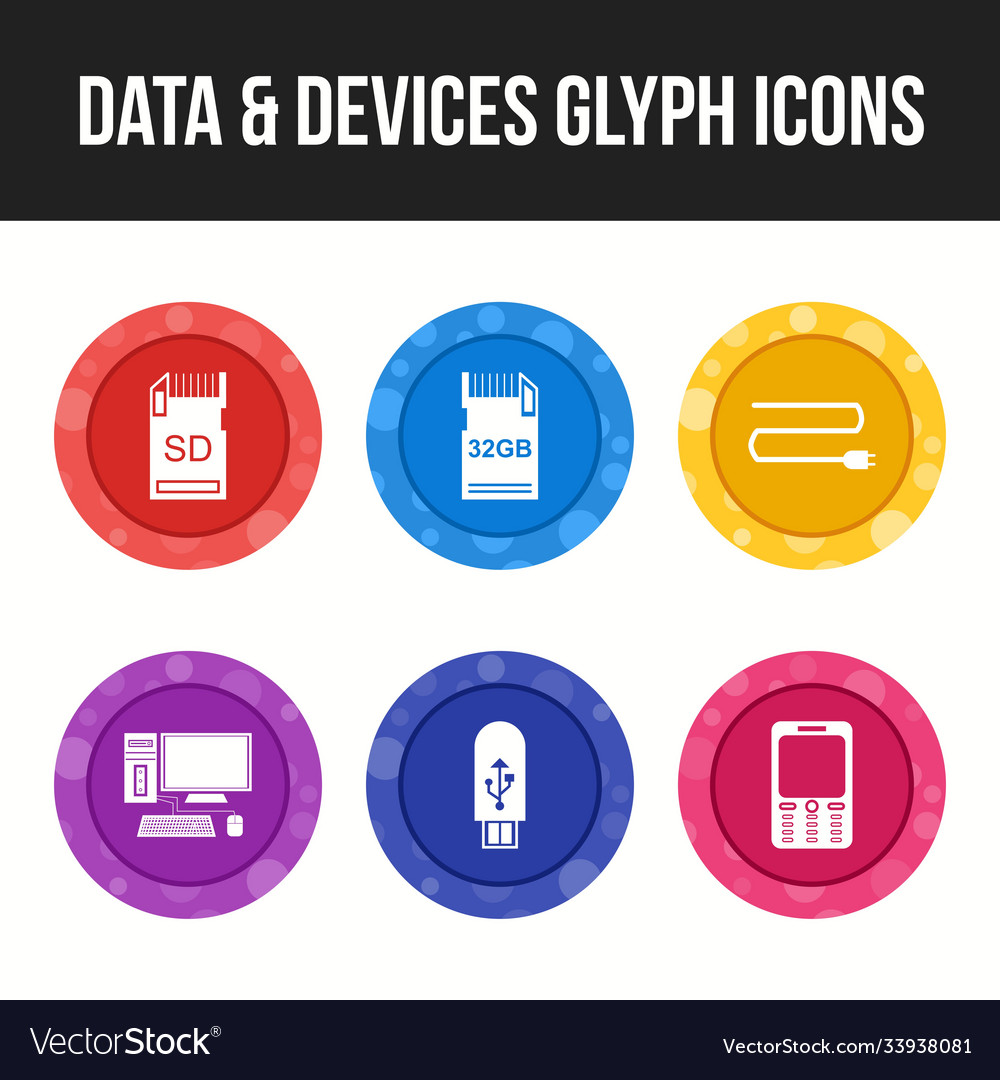 Unique data and devices icon set