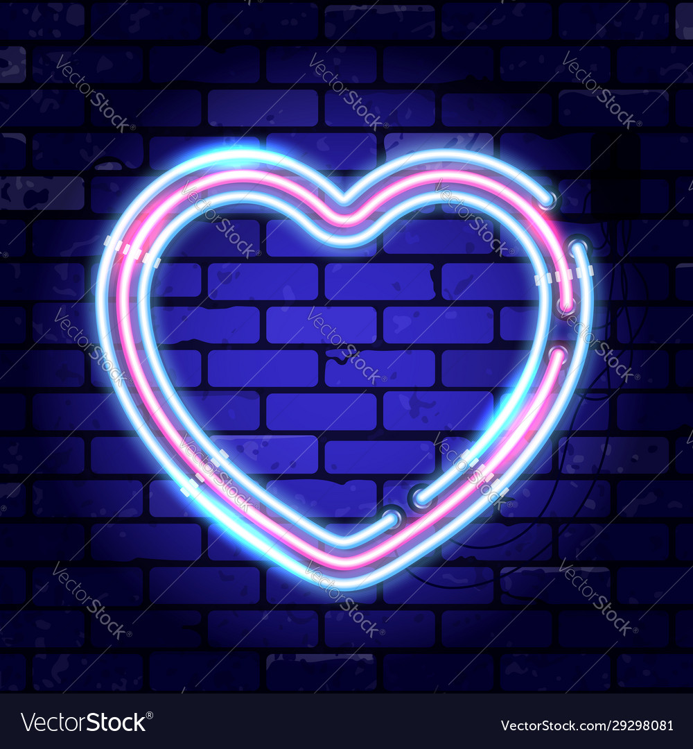 Valentines day neon signboard Royalty Free Vector Image