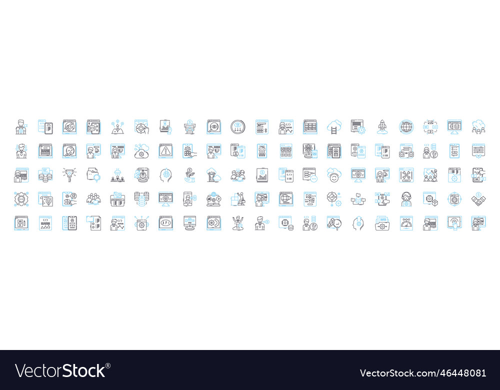 Web development line icons set vector image Web development line icons set