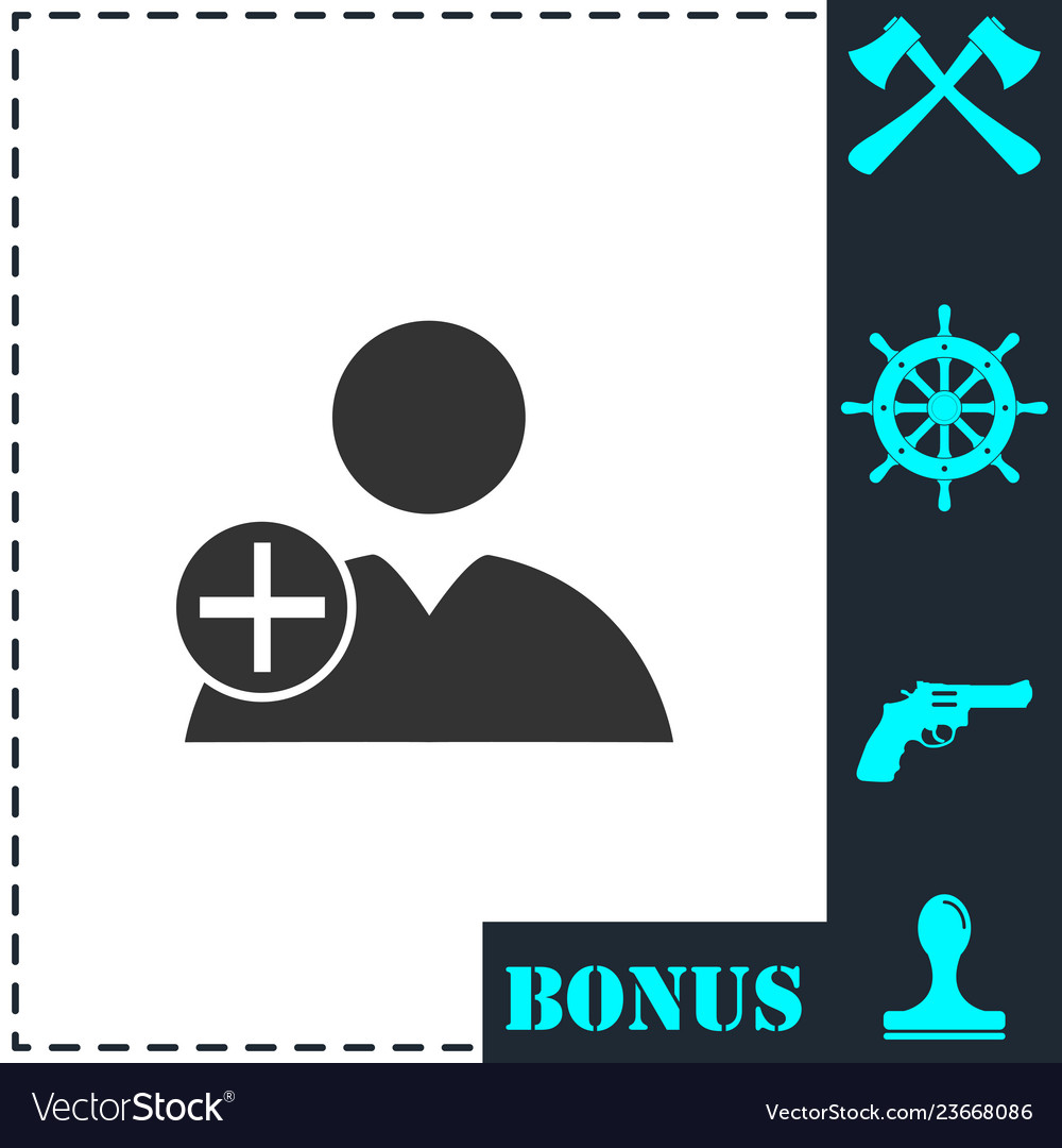 Add user icon flat vector image Add user icon flat