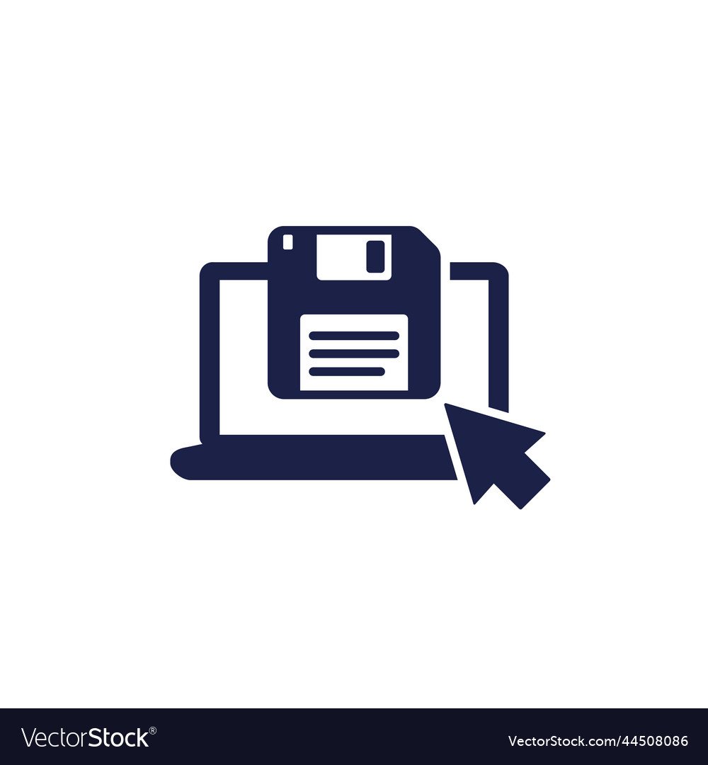 Backup floppy disk icon with a laptop
