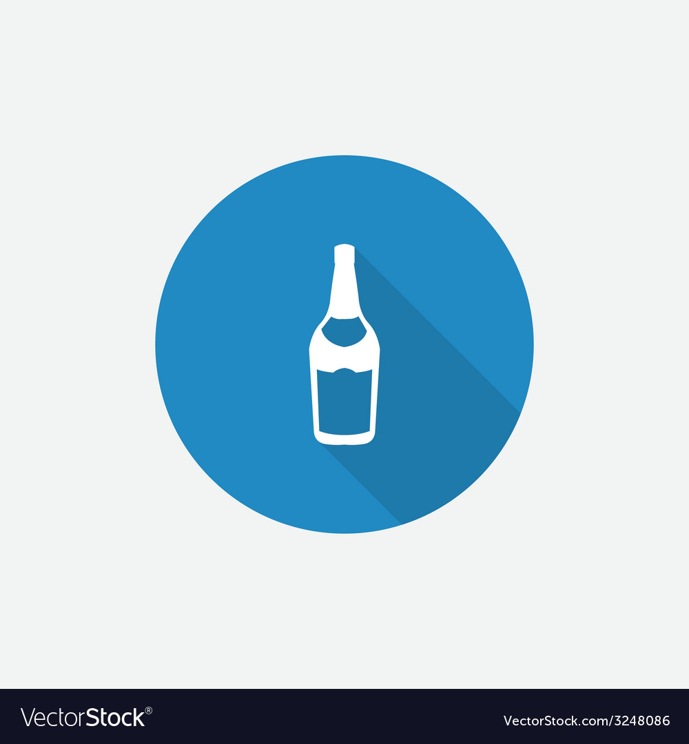 Beer bottle flat blue simple icon with long shadow