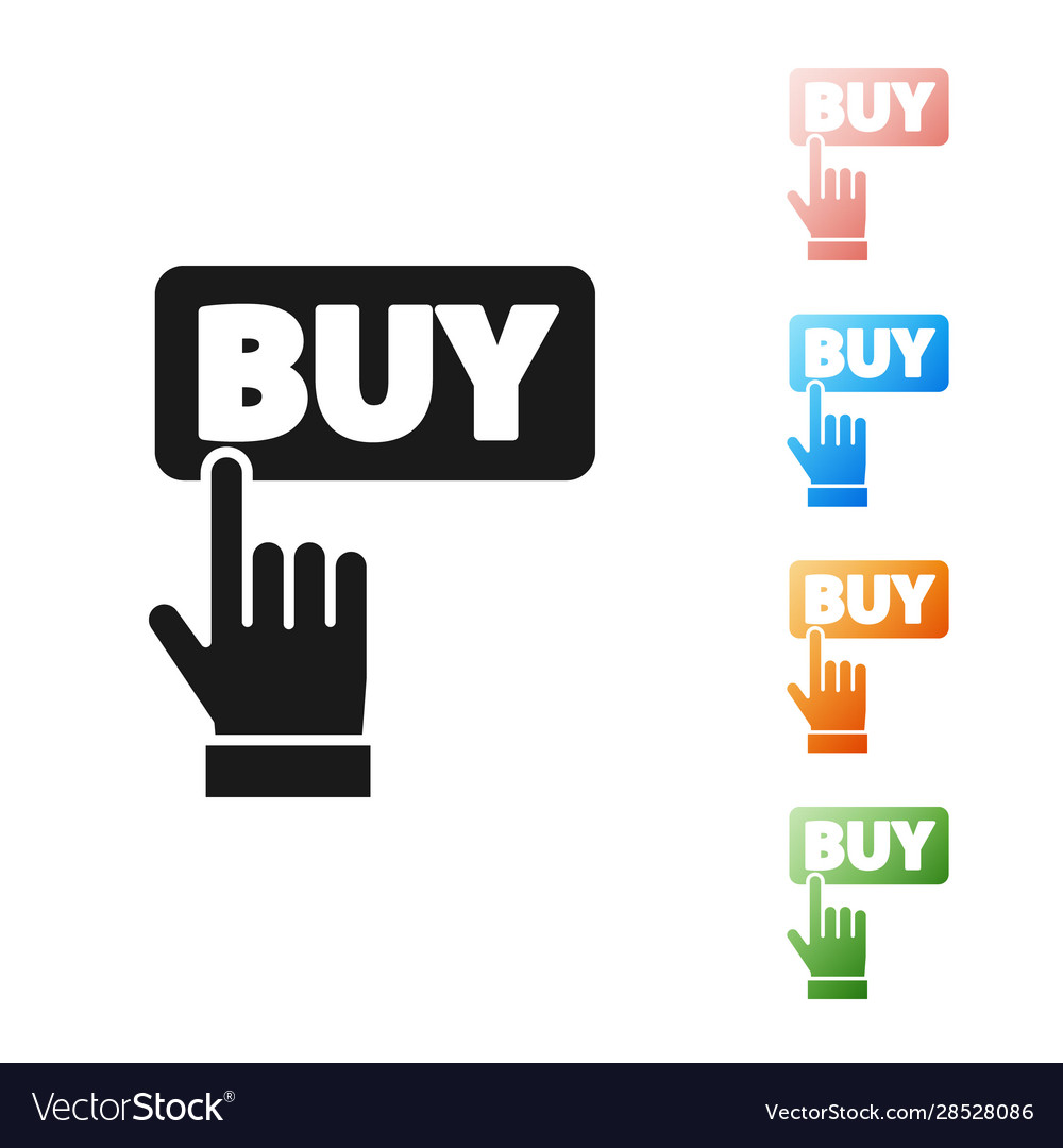 Black buy button icon isolated on white background vector image Black buy button icon isolated on white background