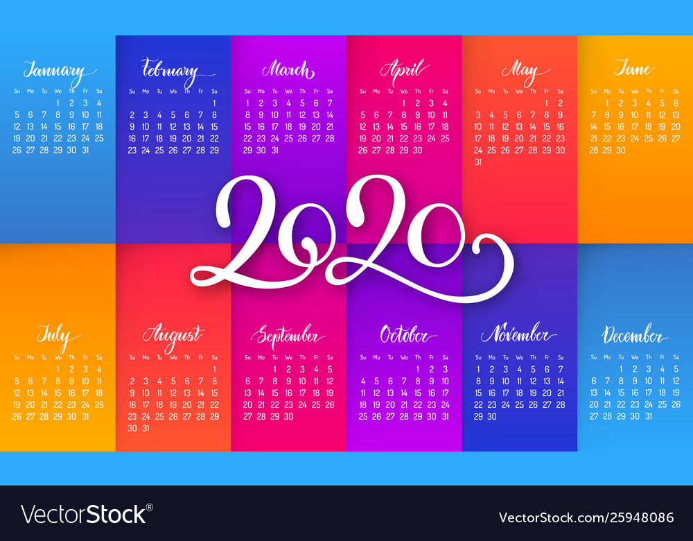 Colorful 2020 Calendar Layout