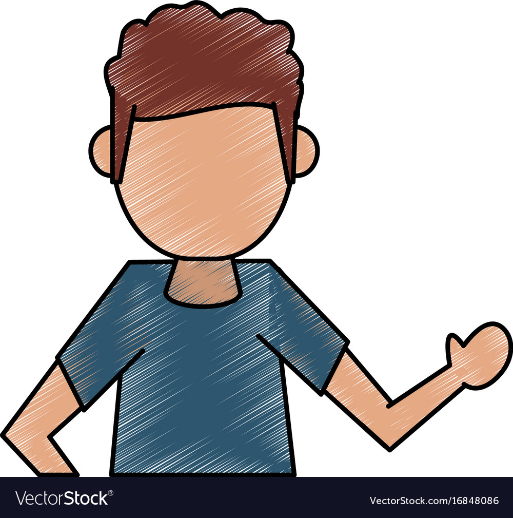 Colorful man avatar doodle over white background Vector Image