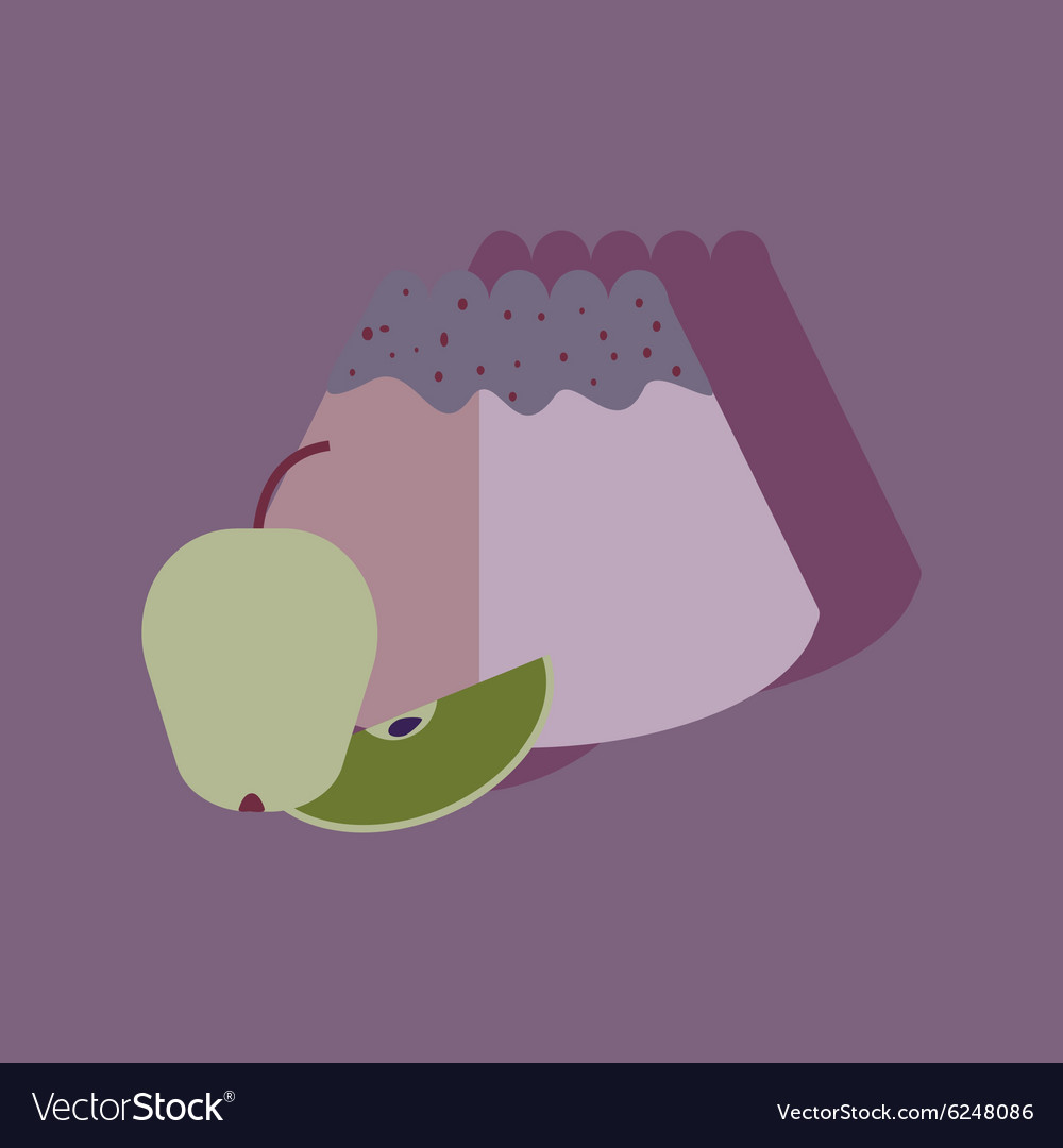 Flat with shadow icon bun apple bright background