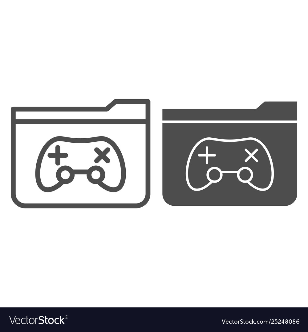 Game folder line and glyph icon vector image Game folder line and glyph icon