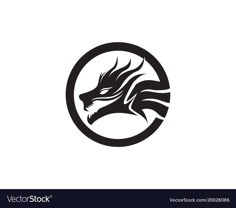 Head dragon flat color logo template