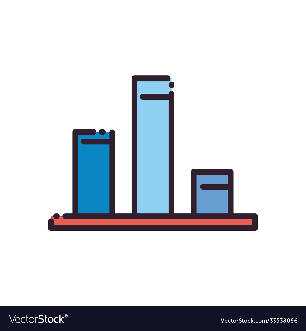 Infographic bars chart line and fill style icon