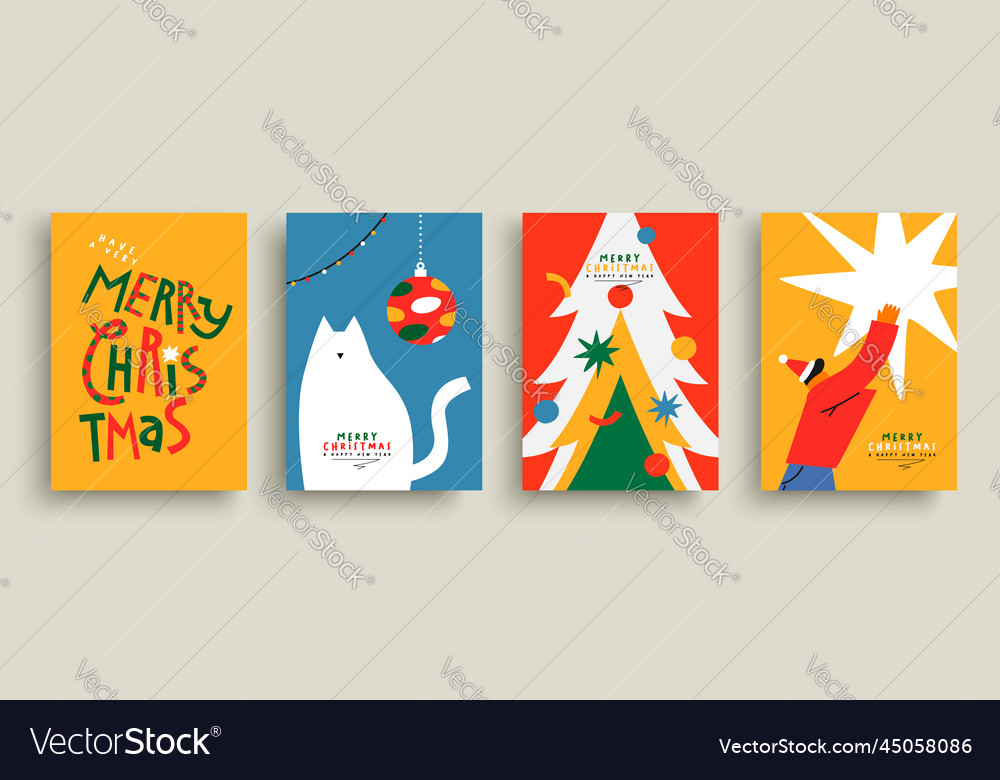 Merry christmas colorful flat design celebration Vector Image