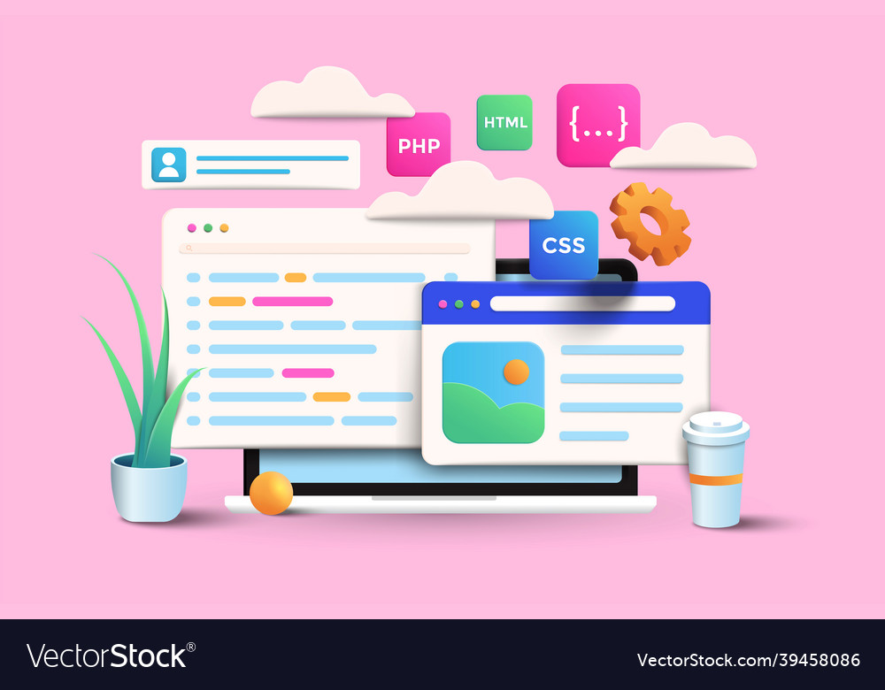 Modern 3d of ui design vector image Modern 3d of ui design