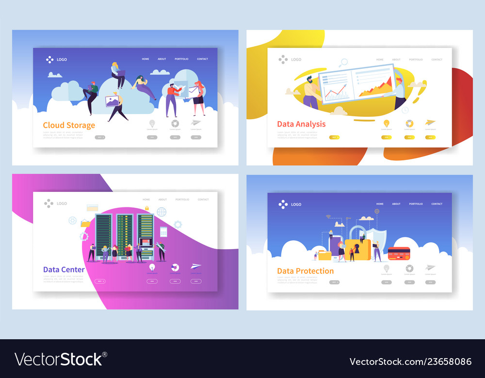 Secure cloud data storage analytics landing page vector image Secure cloud data storage analytics landing page
