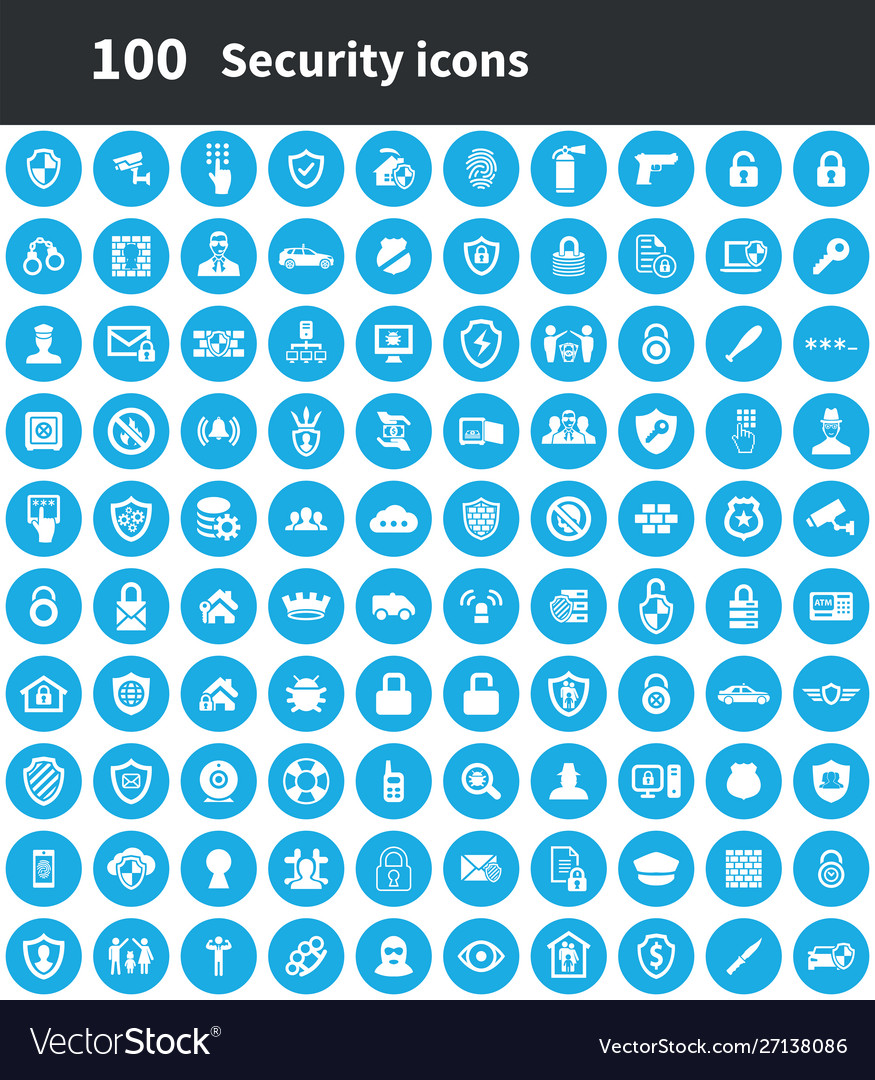 Security 100 icons universal set for web and ui