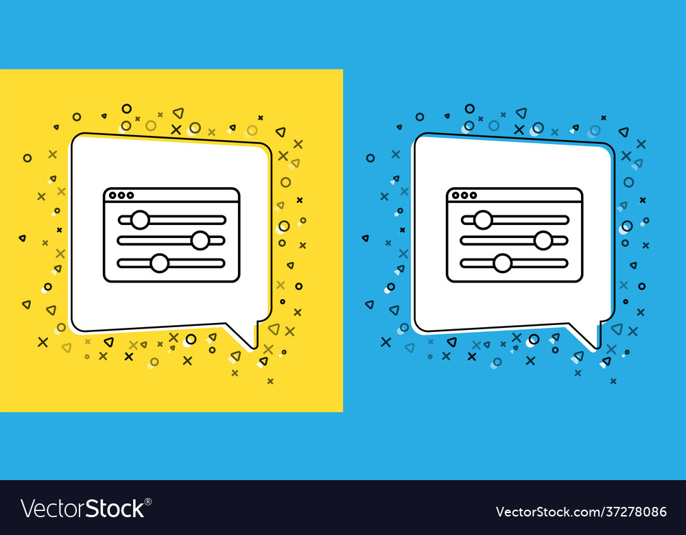 Set line browser setting icon isolated on yellow vector image Set line browser setting icon isolated on yellow