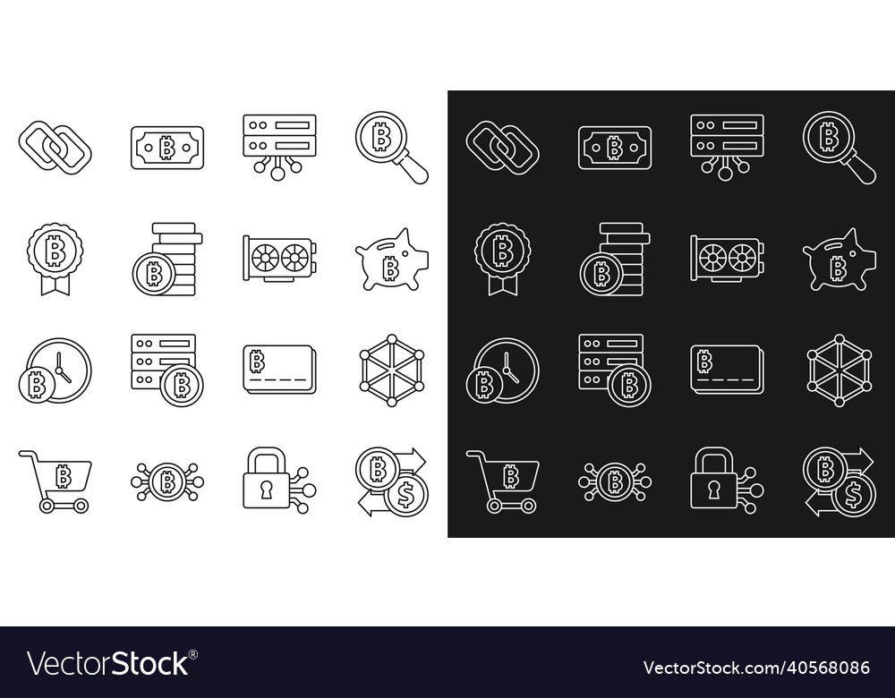 Set line cryptocurrency exchange blockchain vector image Set line cryptocurrency exchange blockchain
