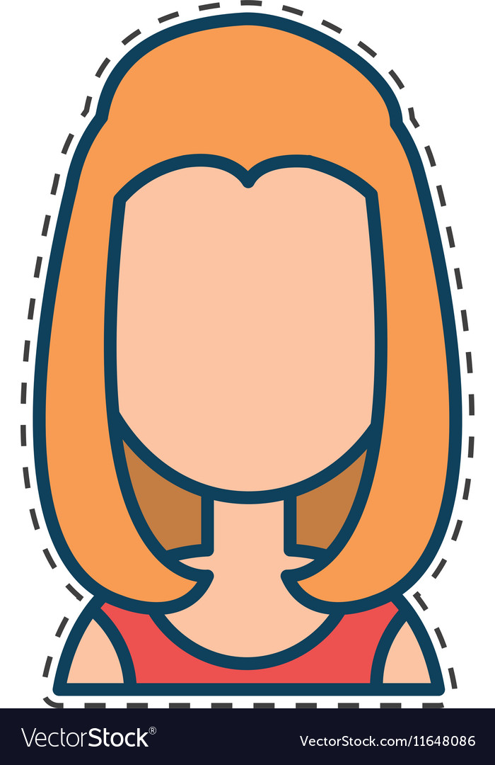 Woman character with cutting line