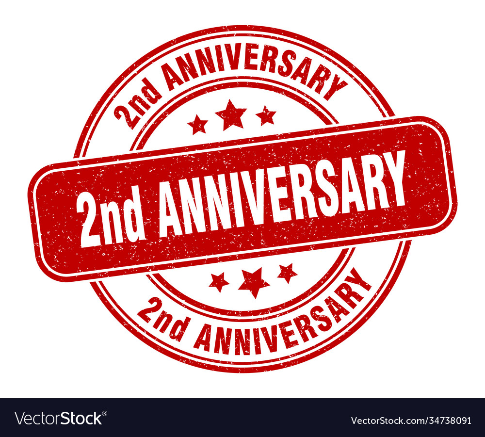 2nd anniversary stamp label round