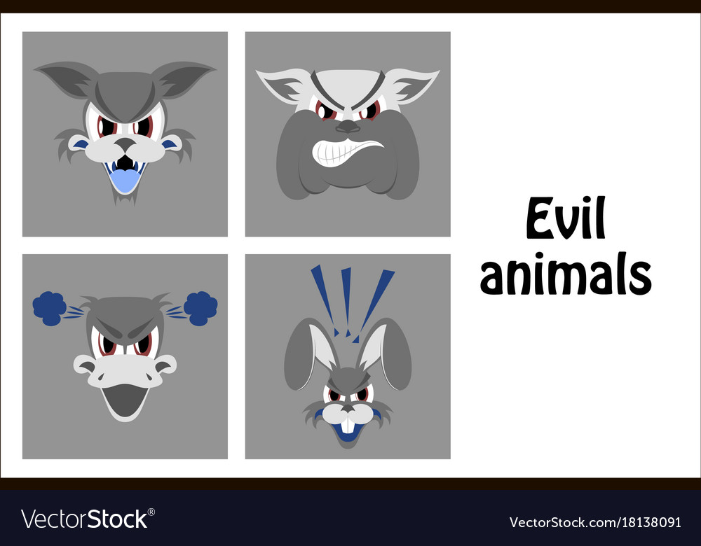 Assembly of flat icons on theme evil animals