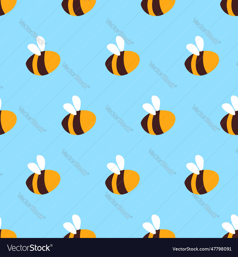 Bees abstract doodle seamless pattern