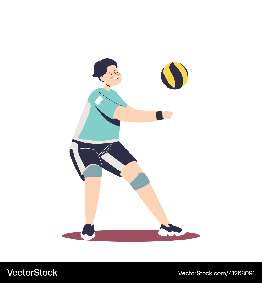 Boy playing volleyball match kid practicing sport Vector Image