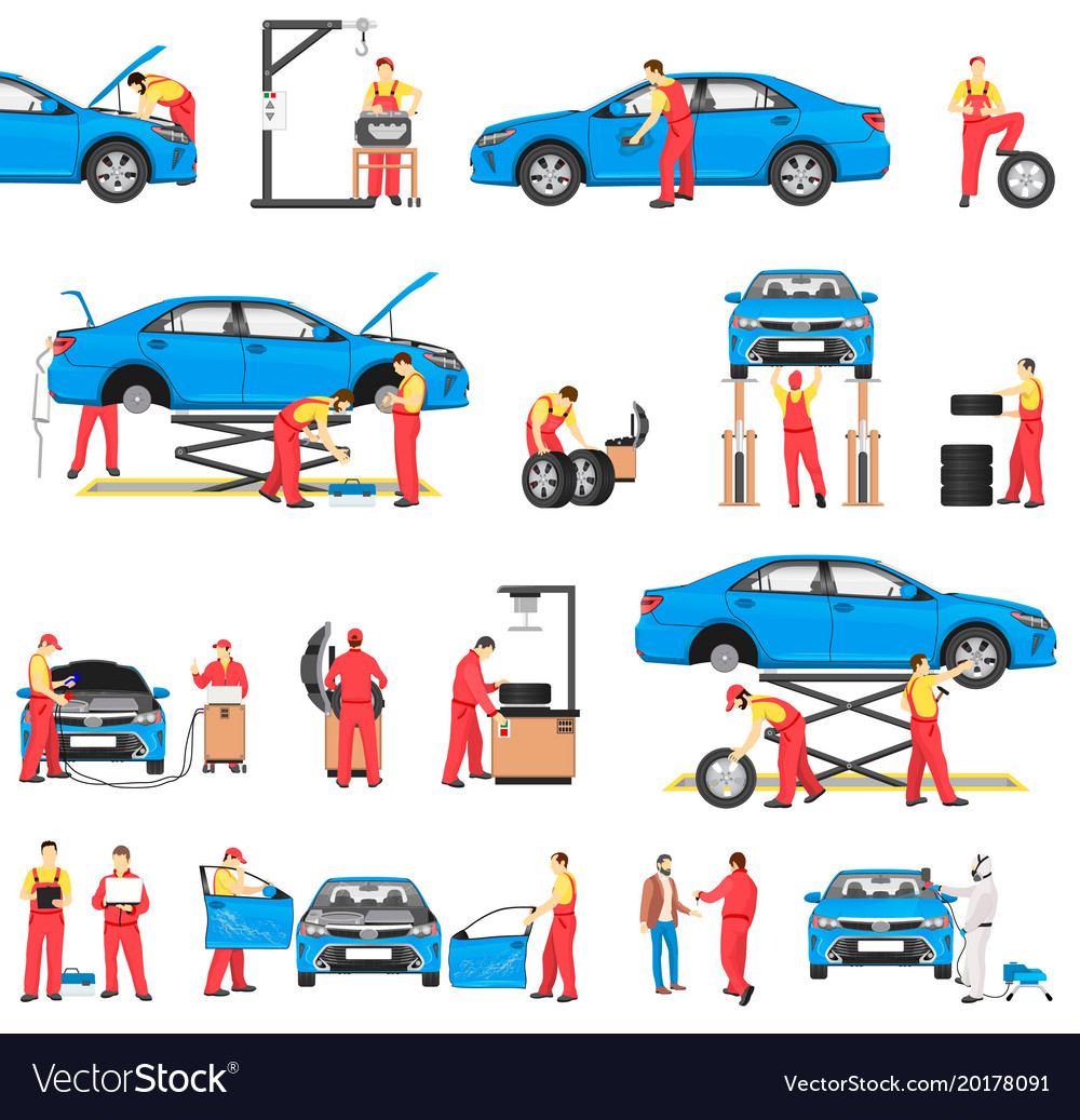 Car repairement service with professional workers