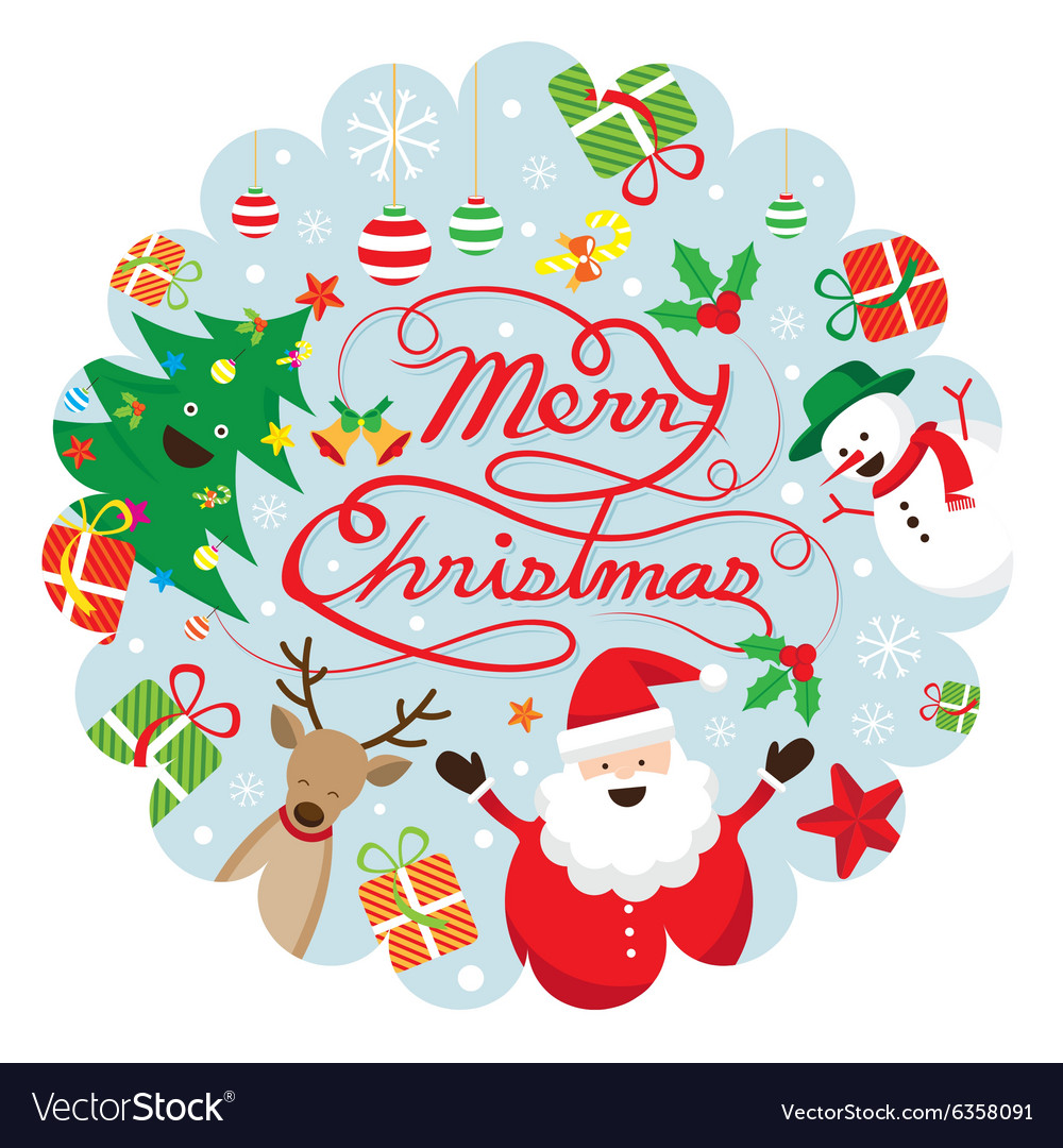 Christmas characters label Royalty Free Vector Image