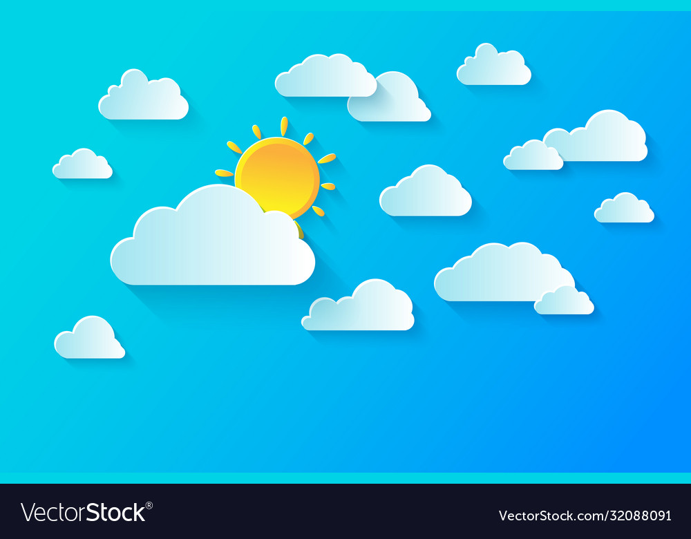 Clear summer sky with white fluffy clouds Vector Image