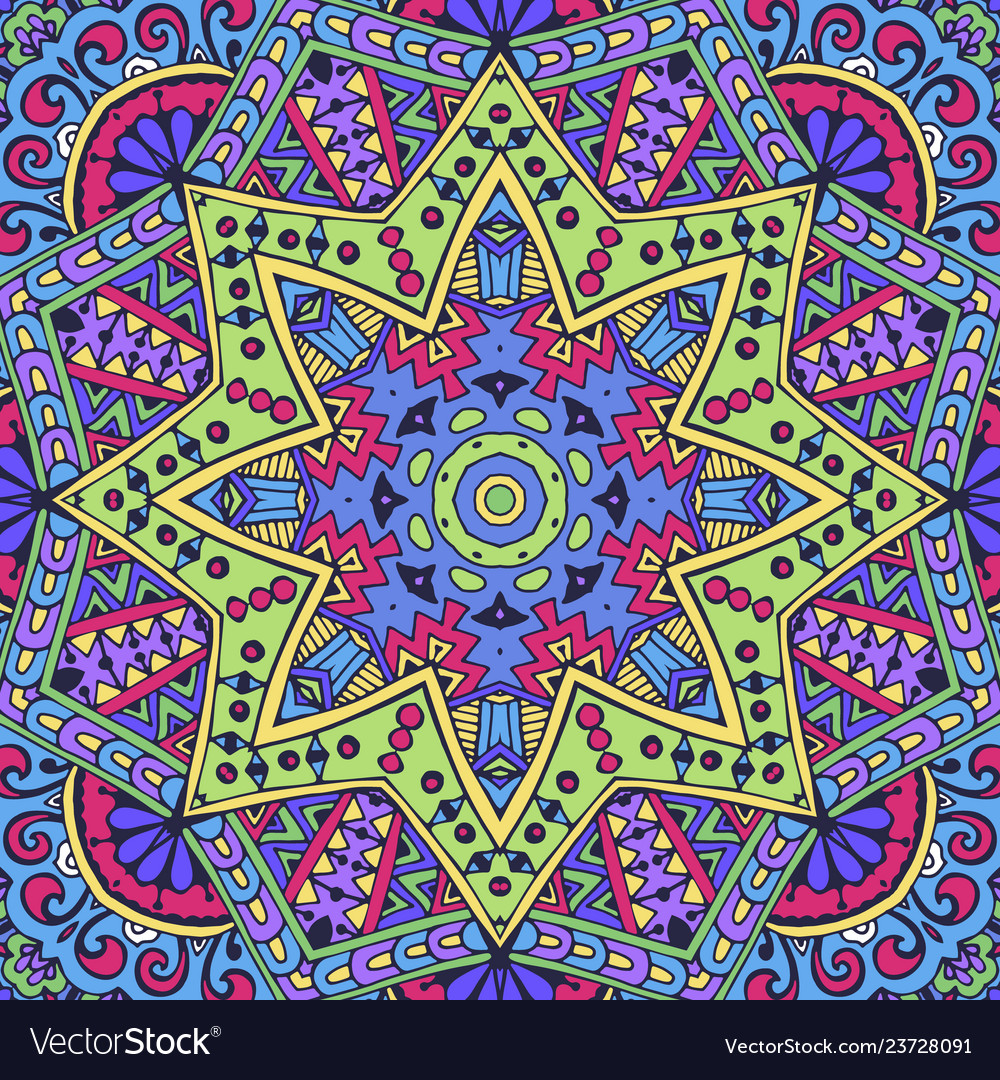 Colorful ornamental ethnic festive abstract star Vector Image