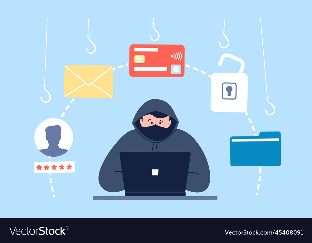 Hacker attack cracker protection and fraud email Vector Image Hacker attack cracker protection and fraud email