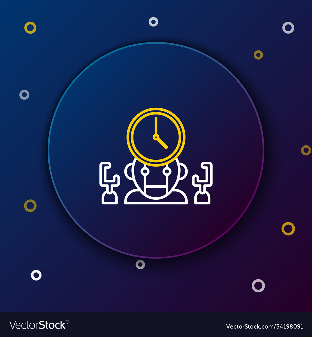 Line robot and digital time manager icon isolated vector image Line robot and digital time manager icon isolated