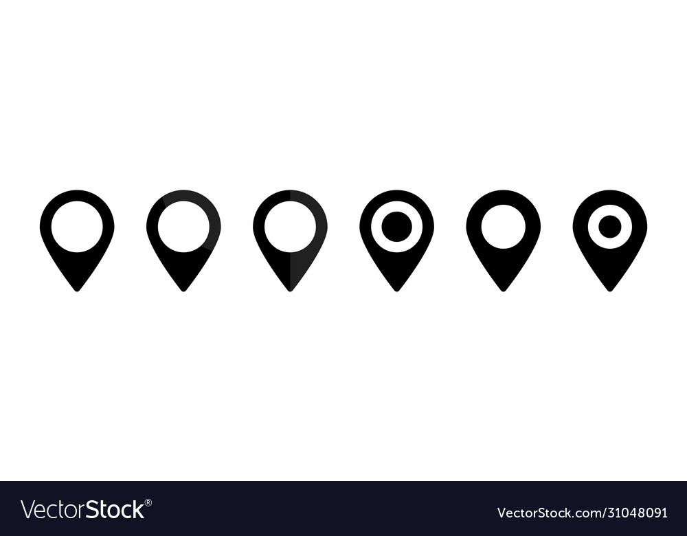 Pointers map set black icons isolated on white Vector Image Pointers map set black icons isolated on white