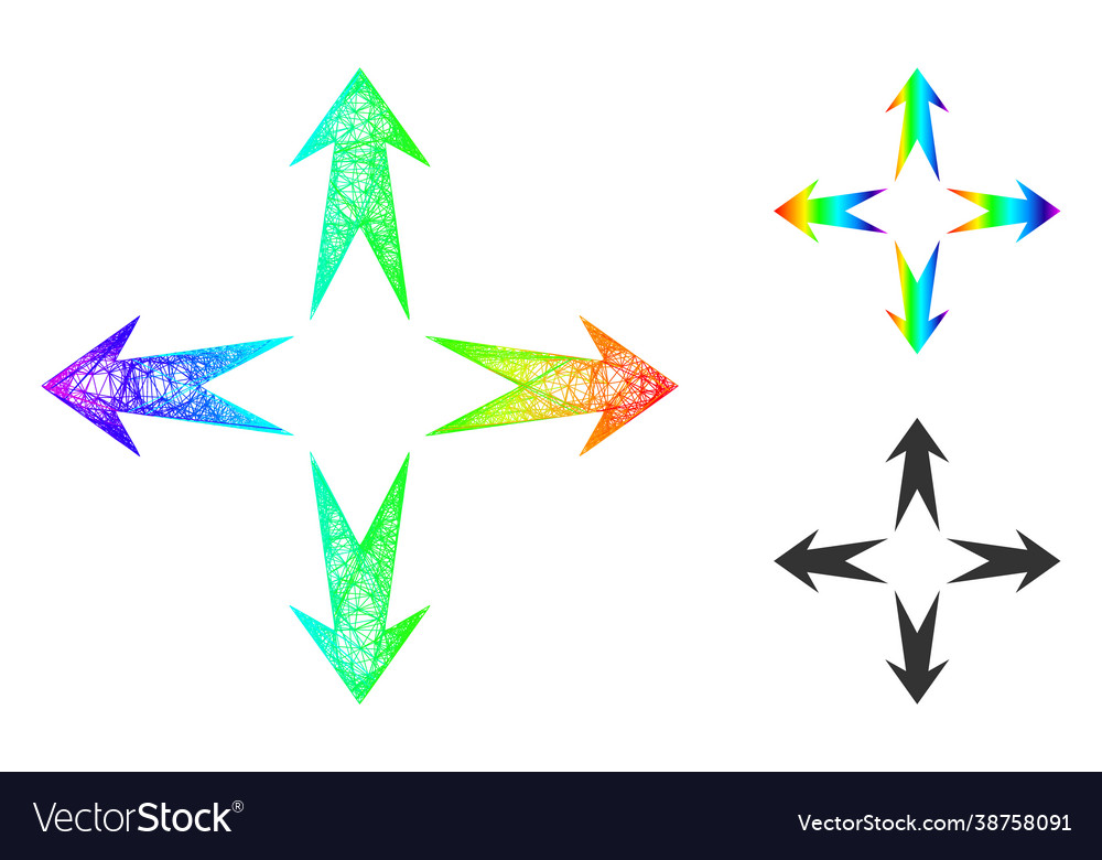 Rainbow net mesh gradient expand arrows icon vector image Rainbow net mesh gradient expand arrows icon