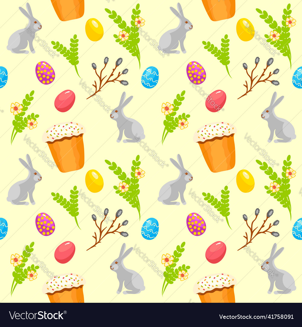 Seamless pattern with easter elements vector image Seamless pattern with easter elements