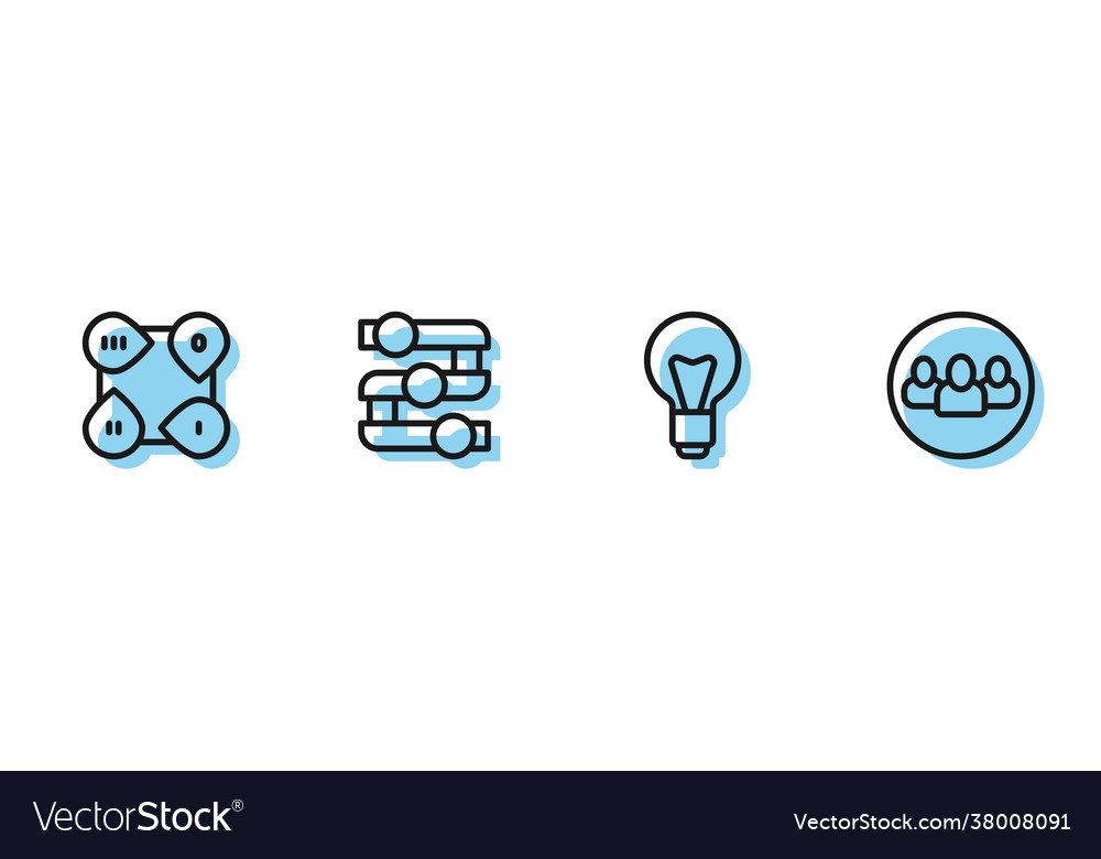 Set line light bulb infographic element graph vector image Set line light bulb infographic element graph