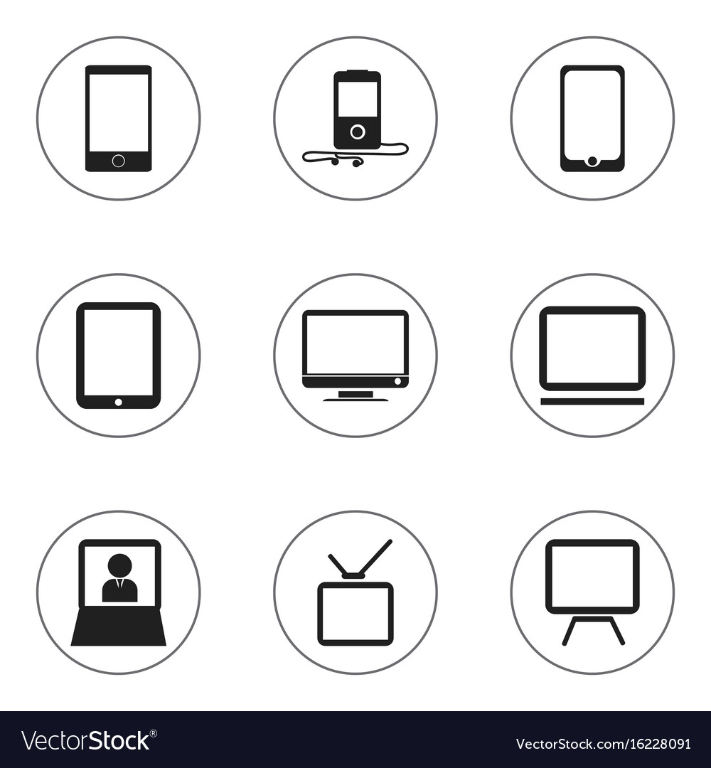 Set of 9 editable devices icons includes symbols