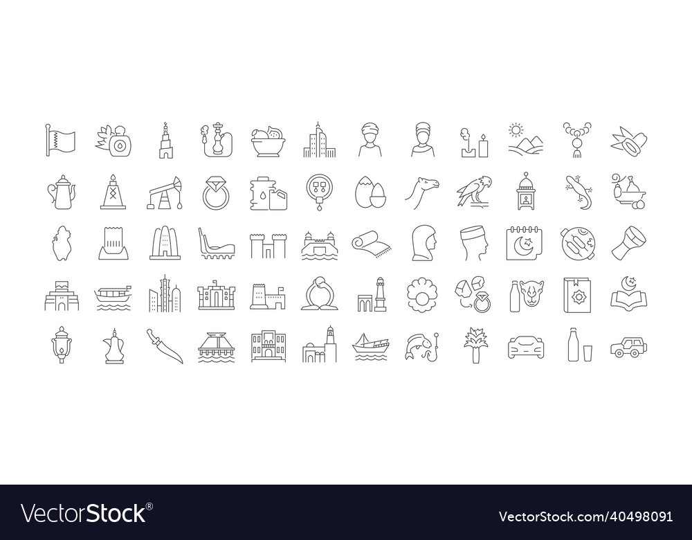 Set of linear icons qatar Royalty Free Vector Image