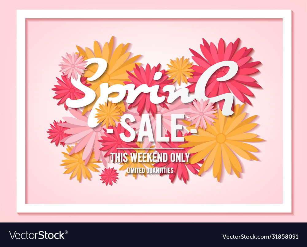 Spring sale with beautiful colorful flower