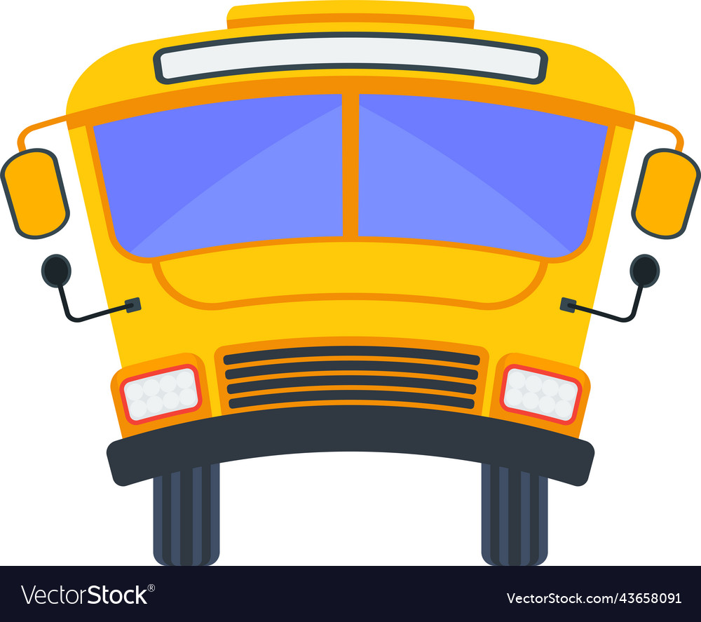 Yellow school bus of front view with curved roof Vector Image