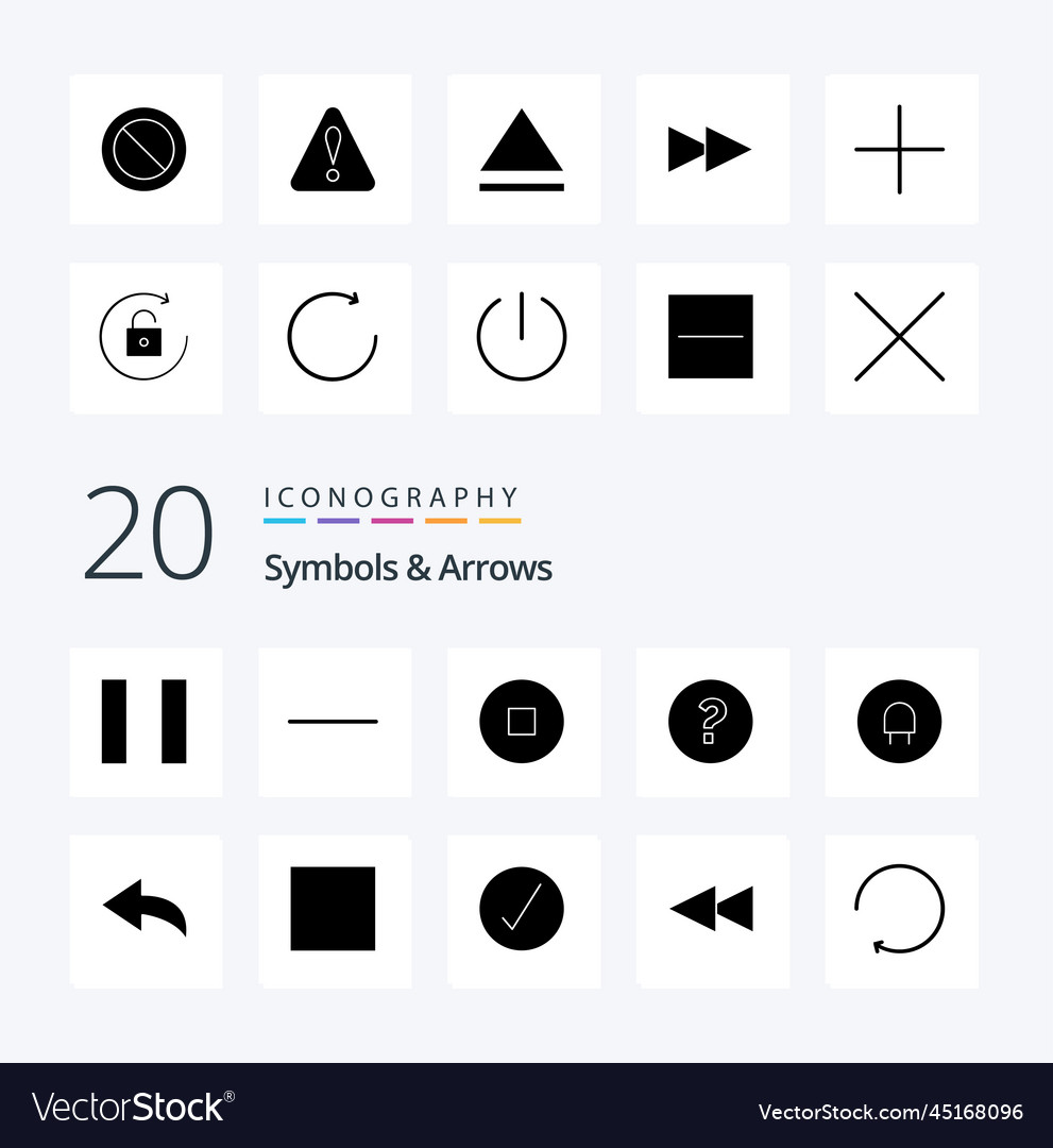 20 symbols arrows solid glyph icon pack like ok