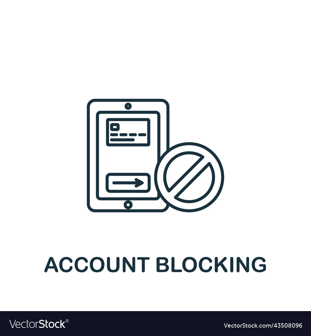 Account blocking icon monochrome simple banking vector image Account blocking icon monochrome simple banking