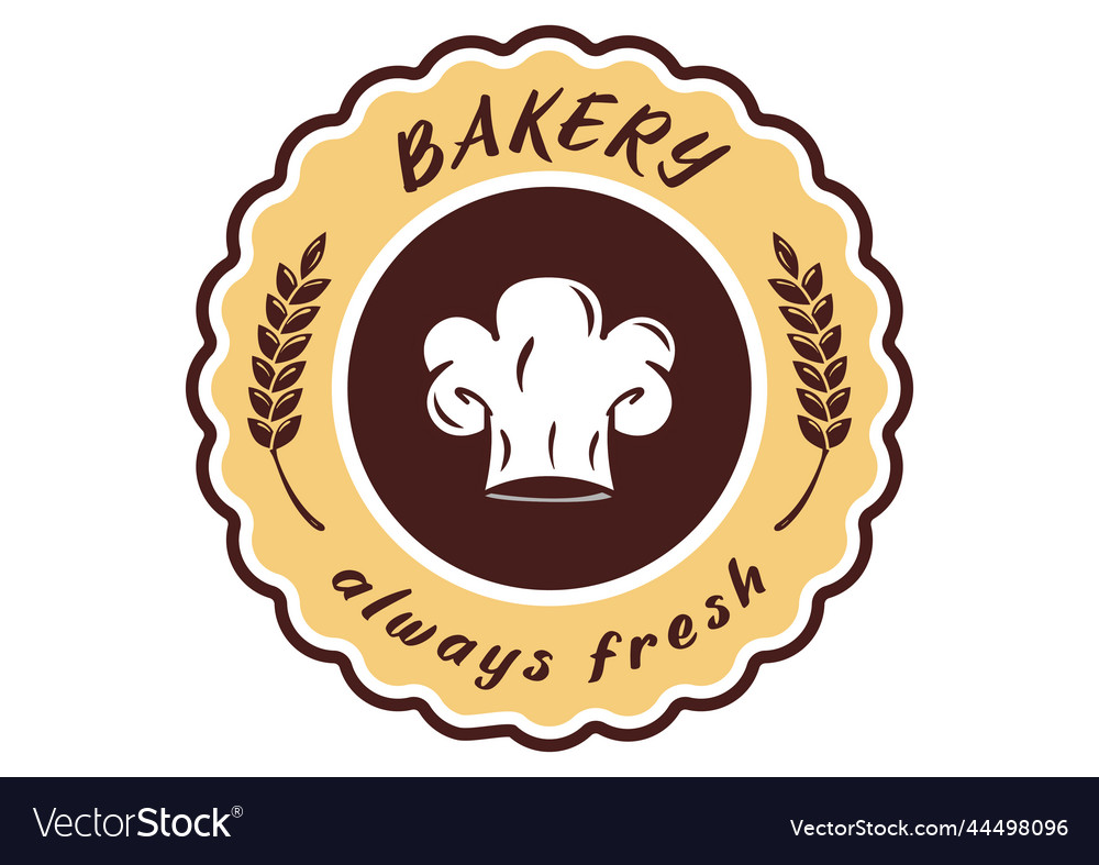 Bakery logo baker hat wheat spice flat logo Vector Image