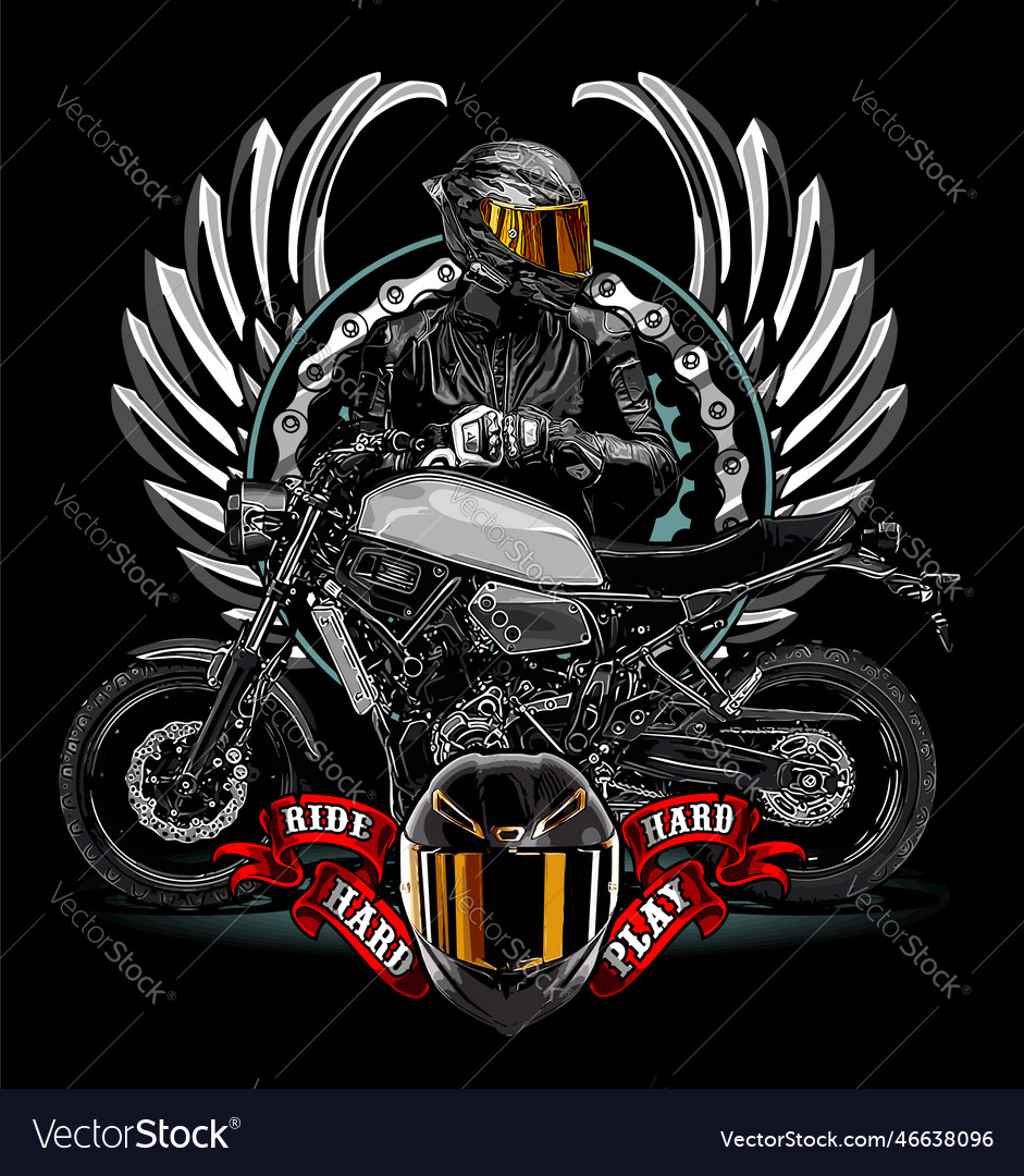 Biker template for graphic design Royalty Free Vector Image