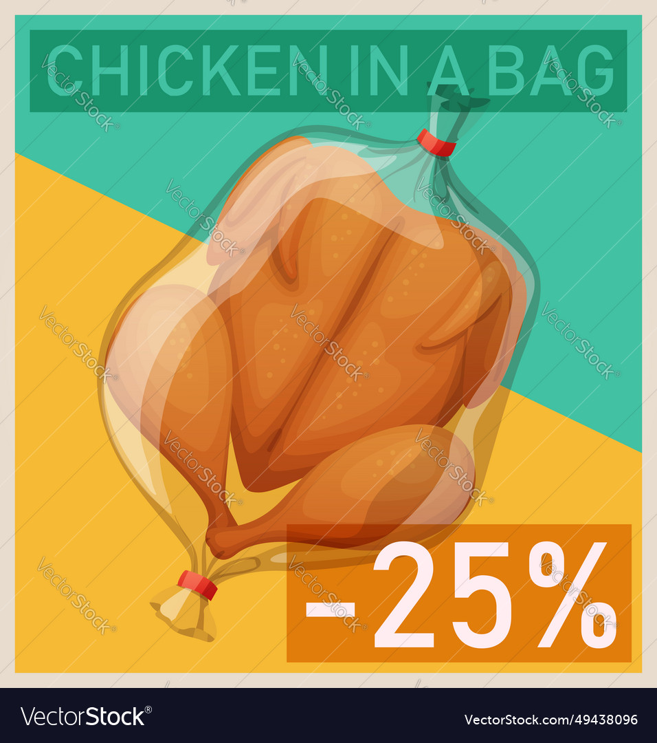 Chicken in a bag cartoon Royalty Free Vector Image