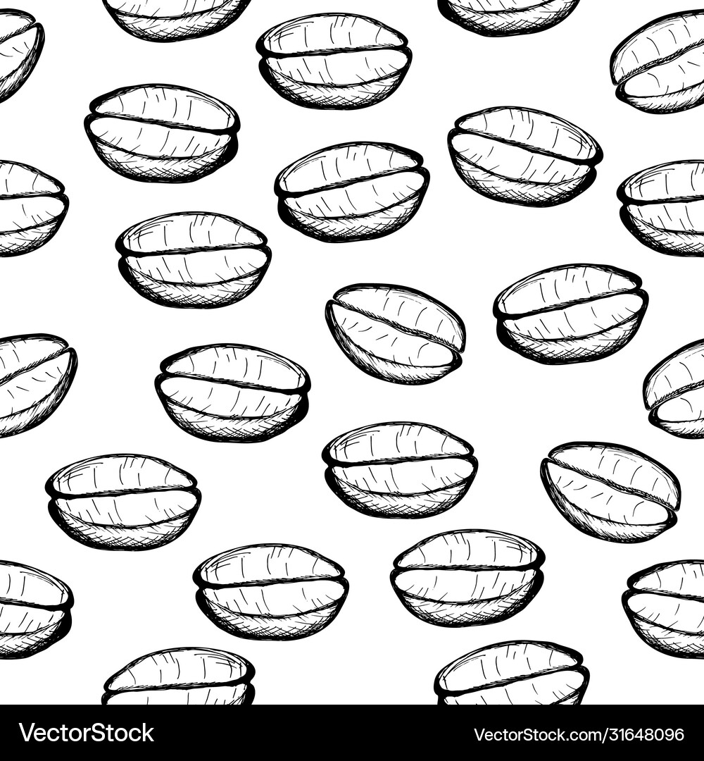Coffee bean pattern seamless on white background Vector Image