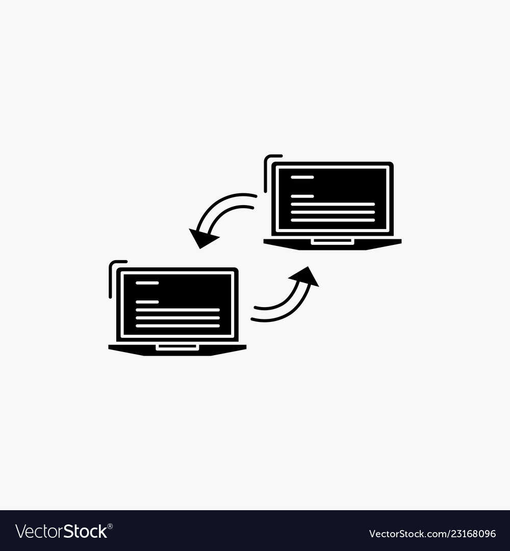 Computer connection link network sync glyph icon vector image Computer connection link network sync glyph icon