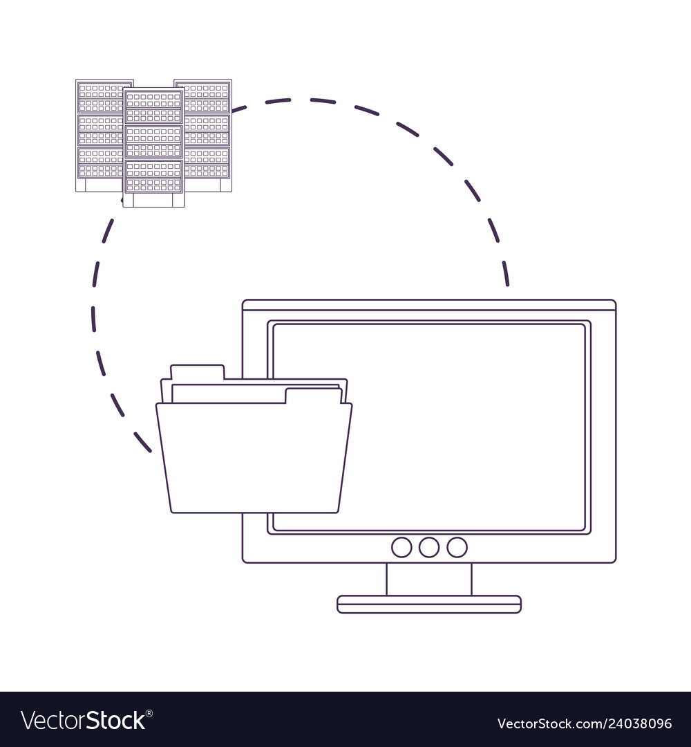 Computer with documents vector image Computer with documents