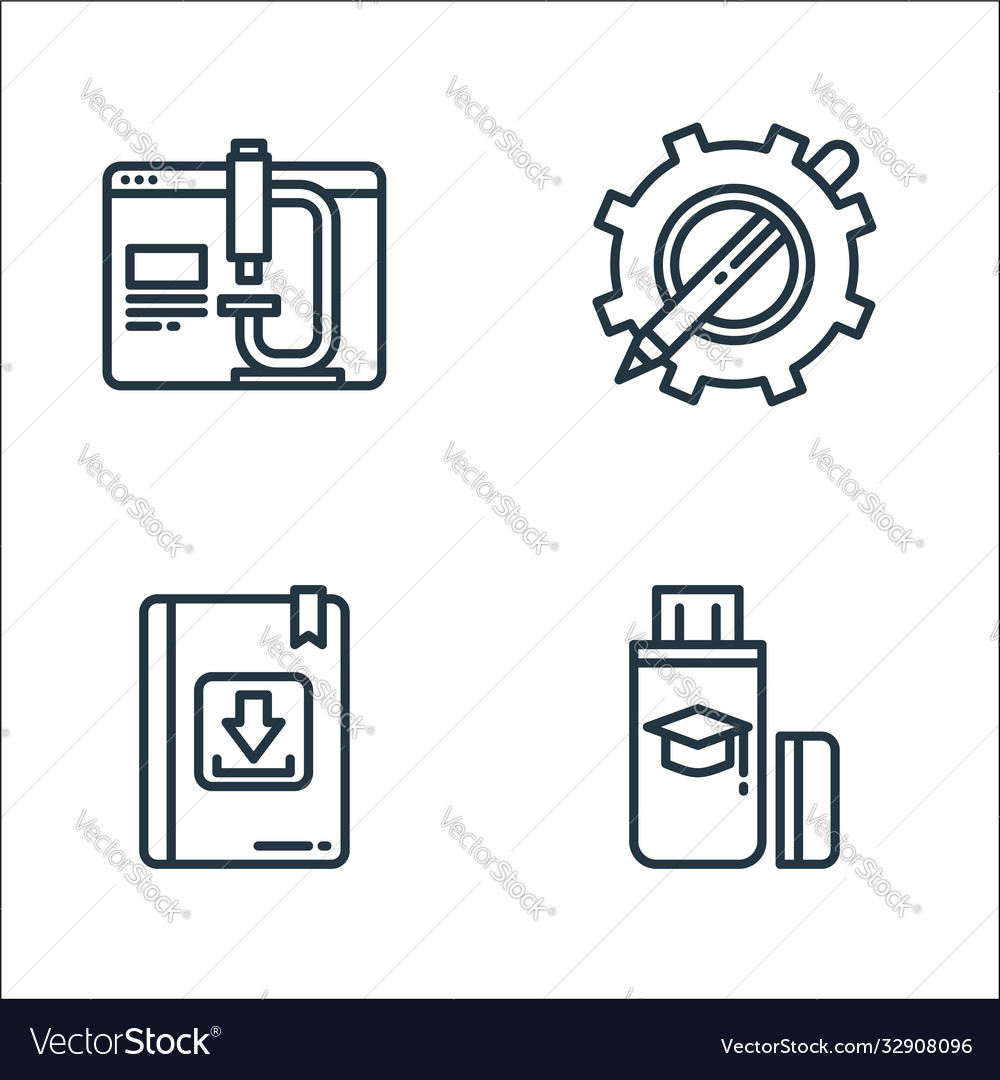 Elearning line icons linear set quality