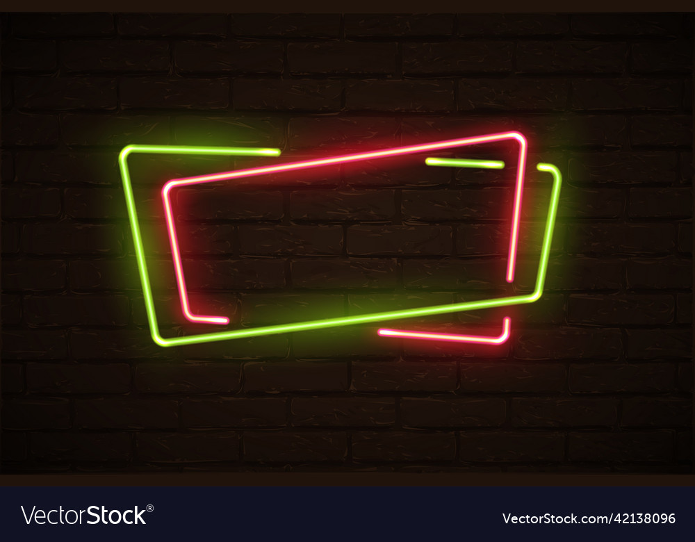 Frame made of overlapping green and red neon
