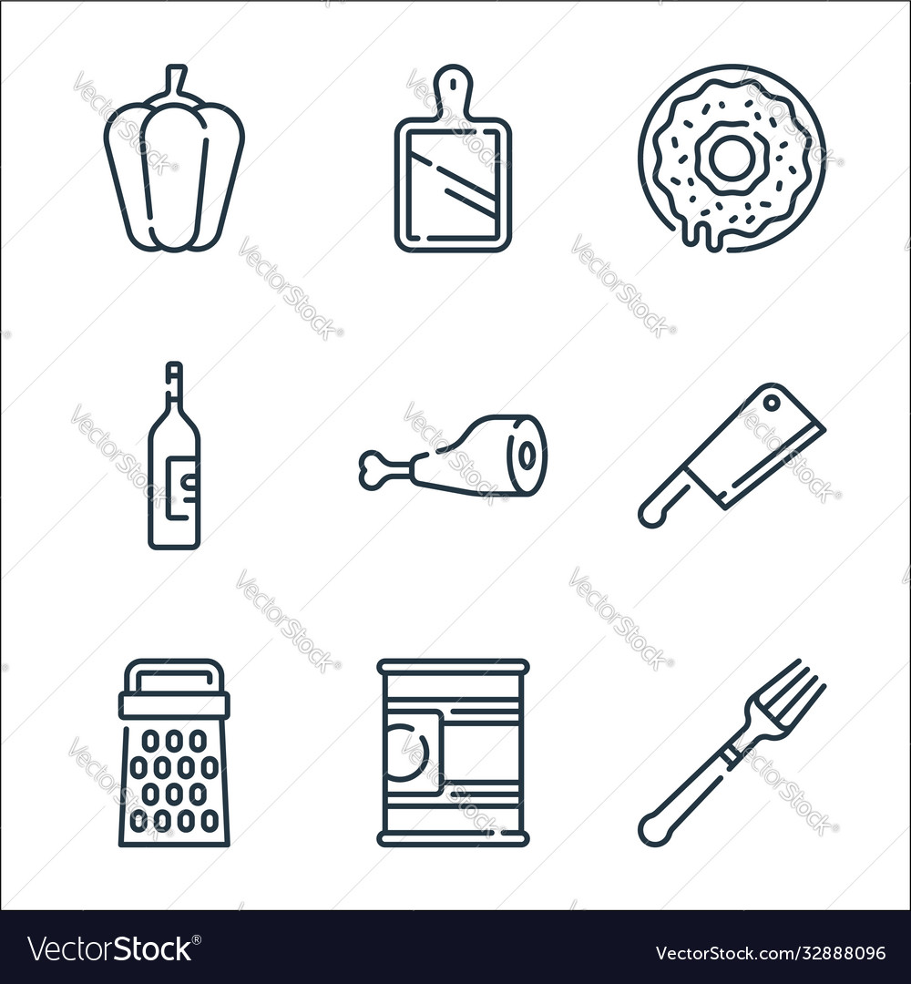 Gastronomy line icons linear set quality